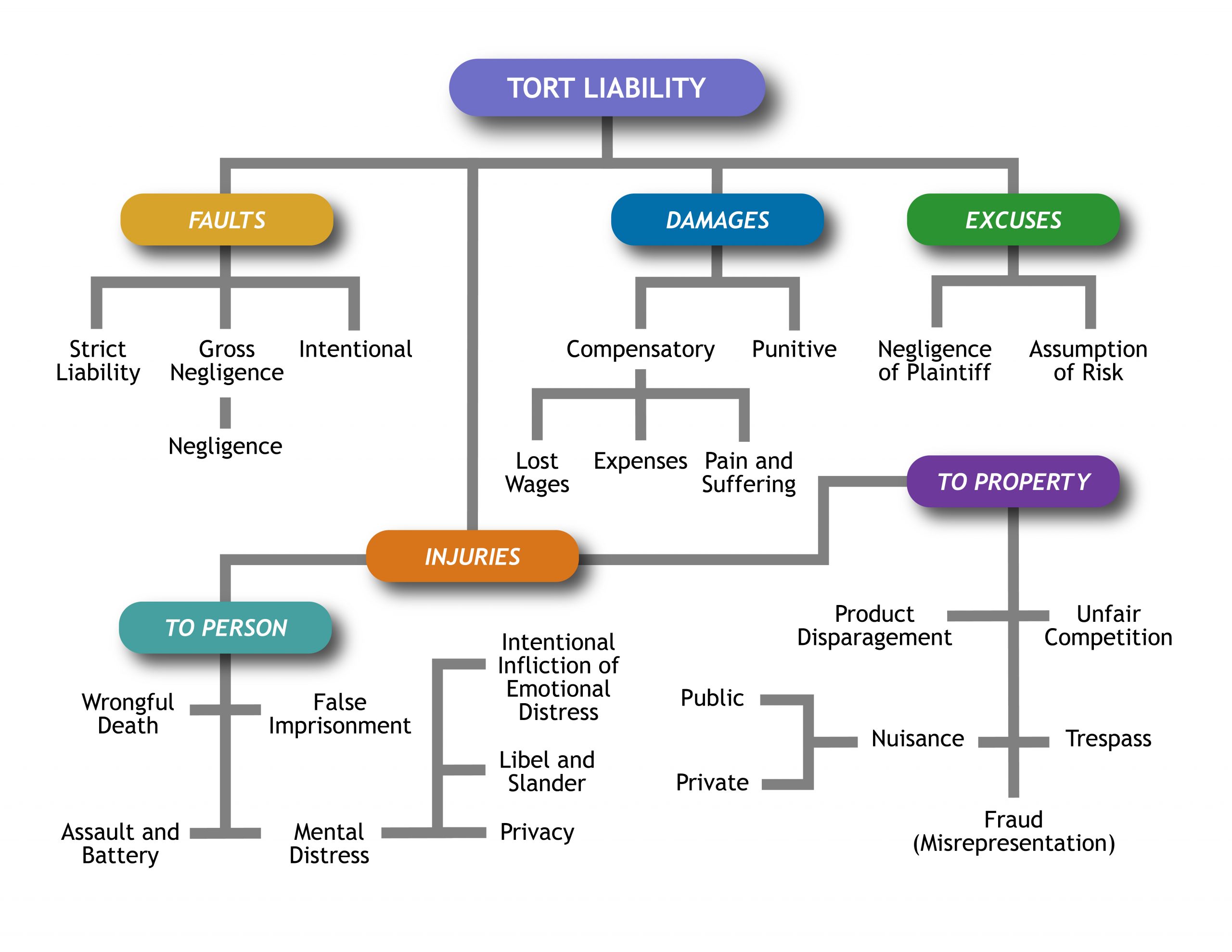 Flowchart showing categories of tort liability